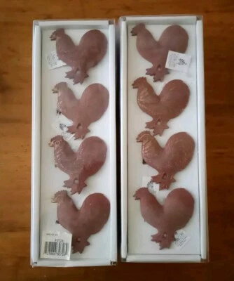 NWT KAY DEE Two Sets of 4 Rustic Roosters Napkin Rings - Image 1 of 4