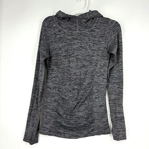Athleta Womens Medium Active Wear Hoodie Heather Gray Long Sleeves Thumb Holes - Picture 1 of 8