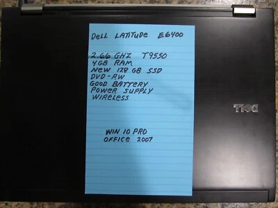 Dell Latitude E6400 Laptop  2.66 GHz 4GB RAM 128GB SSD DVD-RW Win 10 Pro - Image 1 of 4