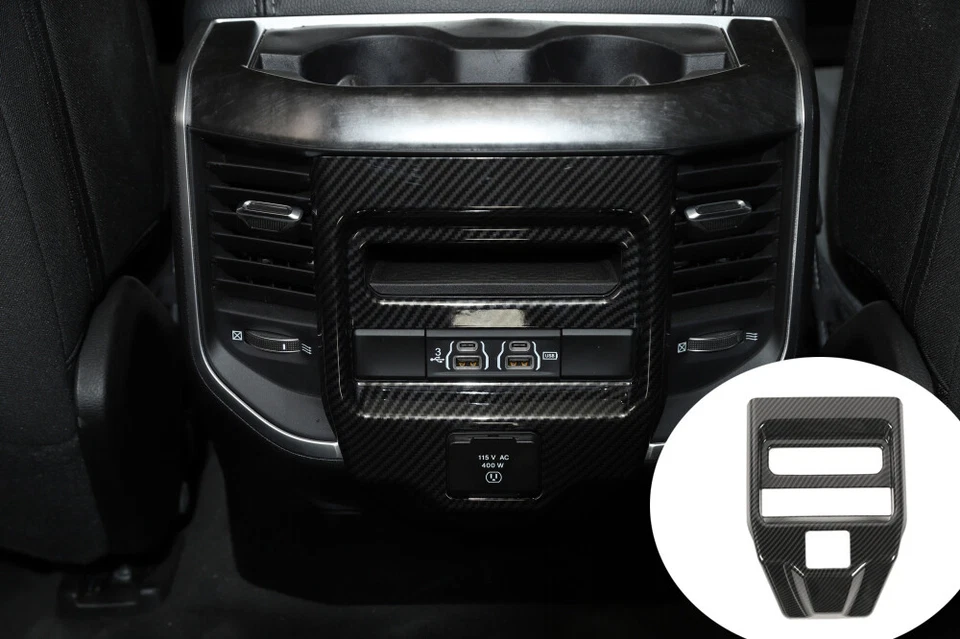 Rear Control Panel Air Vent Cover Trim For Dodge Ram 1500 2018-2020 Carbon Fiber Foto 1 de 4