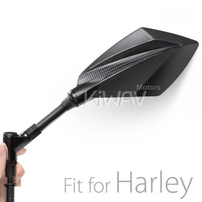 Espejo KiWAV Deus aspecto carbono negro con adaptadores de 5/16" para Harley-Davidson ε Foto 1 de 4