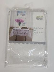 Martha Stewart Lilac Garden Lace 36” Table Overlay White Cottage Shabby Chic New - Picture 1 of 2
