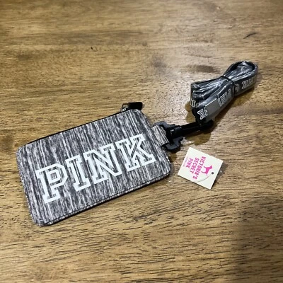 Victoria's Secret Pink Lanyard Graphic Gray Limited Edition ID Holder - Image 1 of 4