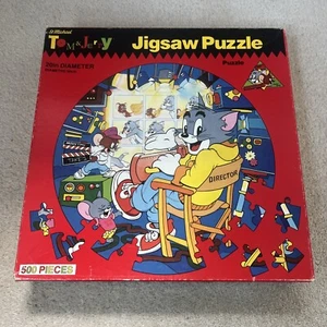 Vintage Tom & Jerry 50th Anniversary 1990 500 piece jigsaw puzzle 20in diameter - Picture 1 of 6