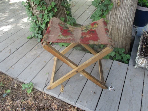 Antique wood folding camp stool Cover