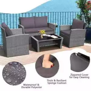 Replacement Cushions Set For Rattan Chairs Sofa Patio Garden Outdoor Seat Pads - Picture 1 of 46