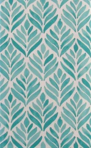 Aqua Ocean Watercolor Leaves Vinyl Flannel Back Tablecloth Var. Sizes - Picture 1 of 4