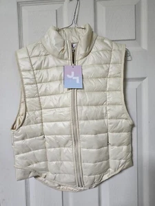 Women's XS Zipper Quilted Relaxed Puffer Vest Poplin Lightweight Stand Up Collar - Picture 1 of 11