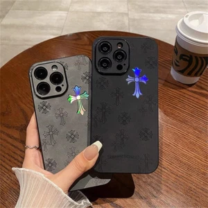 Laser Cross Pattern PU Leather Luxury Case For iPhone 16 15 Pro Max 14 13 12 11 - Picture 1 of 14