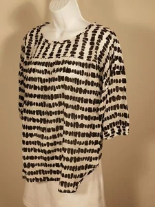 ANN TAYLOR LOFT Damen Weiß Schwarz Baumwolle Seide Kurzarm U-Ausschnitt Tunika... - Bild 1 von 5