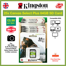 25x Kingston Canvas Select Plus 64GB SD Memory Card, Wholesale, Bulk, Job Lot