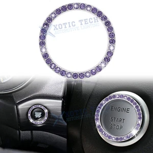 Car Start Button Cover Key Ignition Knob Purple Bling Ring Decals Universal Fit - Foto 1 di 12