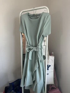Womens Size 2 Mint Green Ruffle leg Calvin Klein Cocktail Dress with tie. - Picture 1 of 7