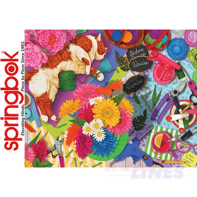 FLOWER SHOP FELINE 1000 piece SPRINGBOK Jigsaw Puzzle Random Cut Super Deluxe - Image 1 of 4
