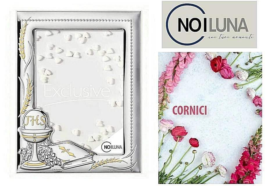 CORNICE PORTAFOTO Cm.13x18 Made in Italy PRIMA COMUNIONE in ARGENTO 925 % 3619/3 - Immagine 1 di 1