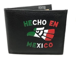 Billetera negra para hombre HECHO EN MÉXICO estampada doble - Imagen 1 de 5