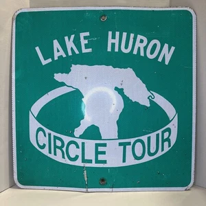Original Lake Huron Circle Tour großes Straßenschild Autobahnmarkierung Michigan Ontario - Bild 1 von 19