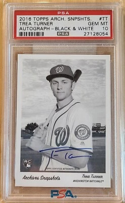 2016 Trea Turner Topps Archives Snapshots Rookie Auto #/10 PSA 10 SSP Gem Mint🔥 - Image 1 of 2