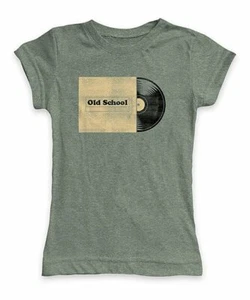 Urban Smalls Heather Green 'Old School' Vinyl Record Fitted Women's Tee size (M) - Picture 1 of 1