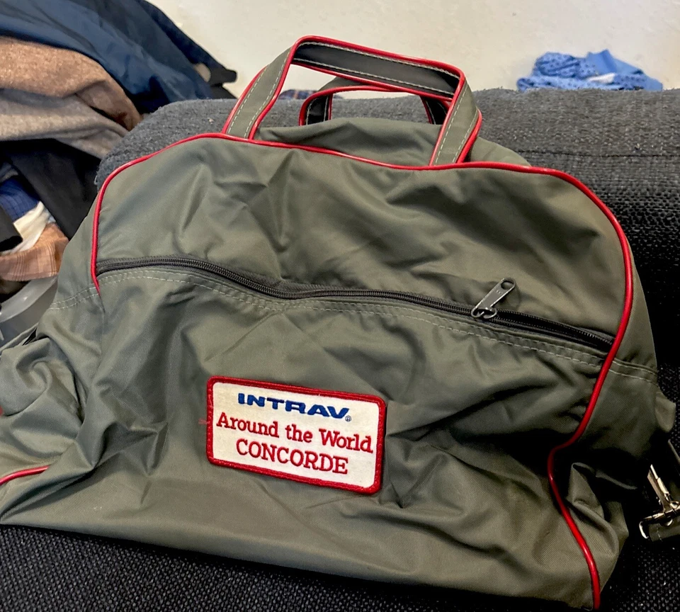 Bolso de Mano Vintage Años 80 Bearse EE. UU. Oliva Intrav Concorde Viaje Aviación Foto 1 de 4