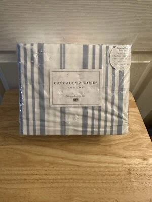 Cabbages & Roses London Jolly Blue Stripe 200TC California King Sheet Set 4pc - Image 1 of 4