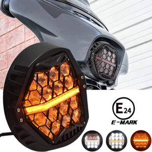 7" Spot Headlight For Harley Touring Street Glide 2014-2023 Amber DRL Combo Beam - Picture 1 of 12