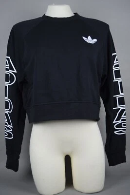 ¡NUEVO CON ETIQUETAS!  Sudadera para mujer Adidas letra recortada cuello redondo talla M negra H15804 Foto 1 de 4