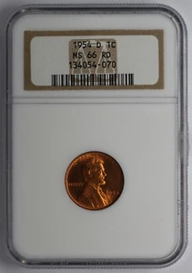1954 D Lincoln Cent NGC MS 66 RD - Picture 1 of 5