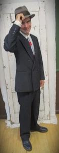 Vintage Witty Brothers Double Breasted Men's Pinstripe Peak Lapel Suit 42X31 - Picture 1 of 13
