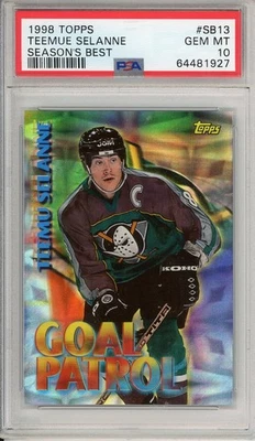 Topps Teemu Selanne 1998 mejor deletreado teemue de la temporada en estuche patio PSA 10 Pop 2 Foto 1 de 2