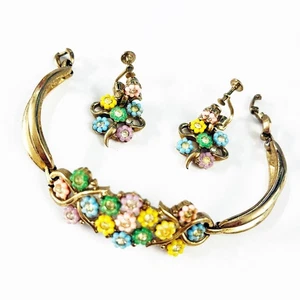 Kramer Demi Parure Floral Bracelet and Screw Back Earring Set - Picture 1 of 10