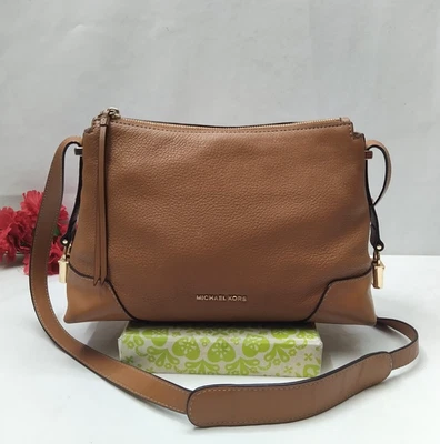 Michael Kors Brown Leather Zipper Closure Crossbody Bag - Image 1 of 4