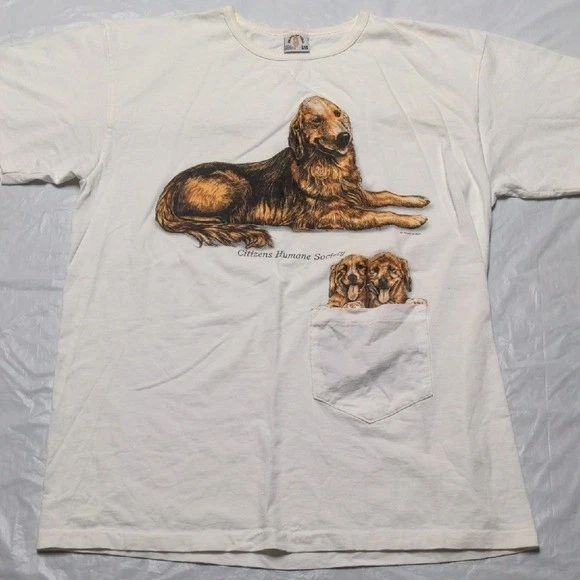 Vintage Made In USA Golden Retriever Puppy Print Oversized Sleep Night Shirt OS - Image 1 of 4