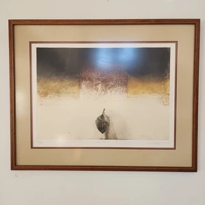 Illegibly Signed Modernist Japanese Etching Print 1987 Painting MCM - Picture 1 of 12