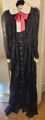 New! Gucci Bow-Embellished Flocked Silk-Organza Stars Gown 2 US 38 IT MSRP $7160 - Image 1 of 4