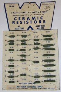 VINTAGE 60er JAHRE ARBEITER ELEKTRONIK LADEN DISPLAY! KERAMIKWIDERSTÄNDE FÜR FARBFERNSEHER! - Bild 1 von 9
