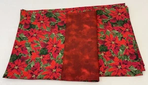 Christmas Holiday Poinsettia Flower Reversible Placemats Red Green Gold Set of 4 - Picture 1 of 9