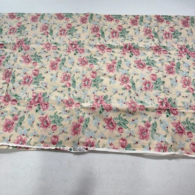 textile creation quilting fabric cotton pink large bloom christmas floral 43x81 - Image 1 of 4
