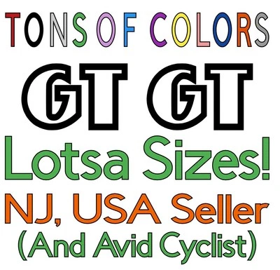 TWO GT Bikes OUTLINE Die Cut Vinyl Decals MTB Freestyle BMX VBMX Mountain Gravel - Image 1 of 4