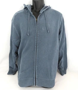 CLEARWATER Outfitters Hooded Full Zip Jacket Size L Blue Gray Cotton Knit Front - Picture 1 of 12