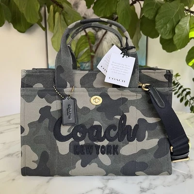 NWT COACH Cargo Tote Bag With Camo Print CY845 Brass / Green Multi Crossbody - Image 1 of 4