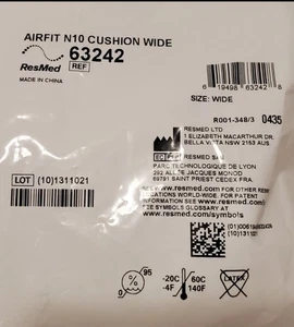 ResMed AirFit N10 Cojín "Ancho" Cojín Componente de Repuesto NUEVO Sellado - Imagen 1 de 2