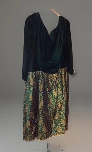 Vintage Smaragd Taft/Samt Partykleid, Gold Netz Rock Midi Größe 24 W EUC  - Bild 1 von 8