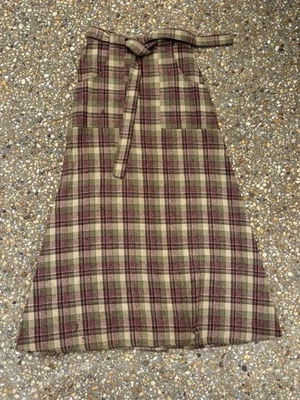 Винтажная шерстяная макси юбка в клетку 1970-е полная длина домашняя богемная хиппи S - Изображение 1 из 4