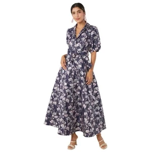 Abbey Glass Charlotte Gown Silver Stems Jacquard Floral Metallic Dress Size M - Picture 1 of 15