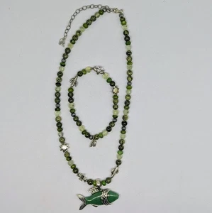 Carolyn Pollack Sterling Silver Green Aventurine Adaptability necklace Bracelet - Picture 1 of 14