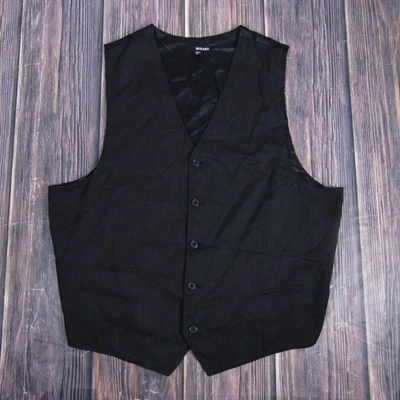 Chaleco de Murano para Hombres XL Negro a Rayas Vestido Traje Formal 5 Botones Ajustable Espalda Foto 1 de 4