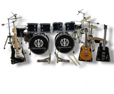 1/12 Miniature Double Bass Drum Dream Theater Style Black + 3 Guitars Prop Gift - Image 1 of 4