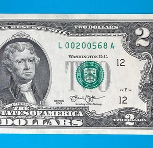 2005 June 8 (L 00200568 A) BIRTHDAY Note $2 Two Dollar Bill (__2005 / 6 / 8) - Picture 1 of 4