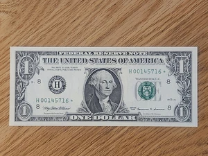 1999 $1 "STAR NOTE" ST LOUIS DISTRICT H00145716* UNC/GEM 1 OF 2 CONS SERIAL #'S - Picture 1 of 5